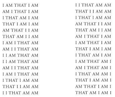 Extract of Gysin's poem 'I Am That I Am'